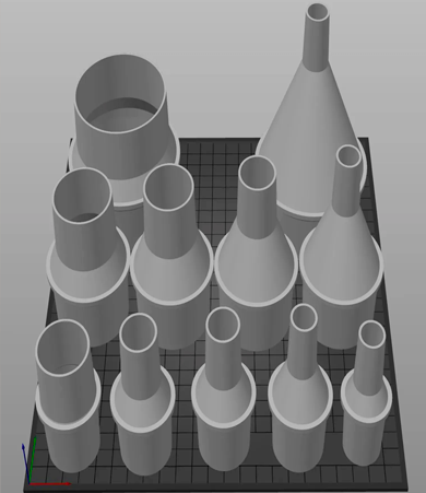 3D модель представляет собой набор адаптеров для пылесоса, предназначенных для соединения различных инструментов и устройств с пылесосом.