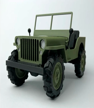  3D-модель Willys Jeep представляет собой цифровую копию легендарного американского военного внедорожника, который стал символом Второй мировой войны.