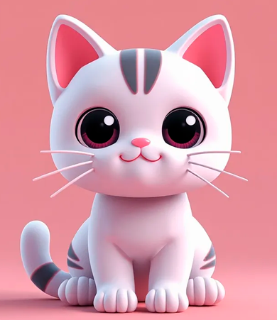  3D-модель милого кота в стиле чиби (Cute cat chibi), предназначенная для 3D-печати, представляет собой стилизованную фигурку кошки с характерными для чиби-стиля