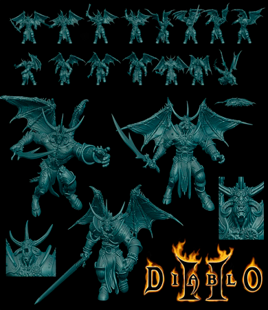 3D-модель босса из Diablo II Resurrected представляет собой высокодетализированную цифровую модель одного из могущественных демонов, населяющих мрачный мир игры