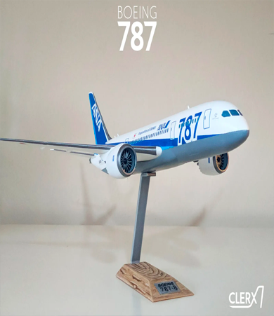  3D-модель представляет уменьшенную копию самолета Boeing 787-8, предназначенную для 3D-печати. Она может использоваться для коллекционирования, моделирования